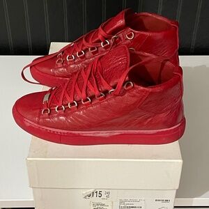 Balenciaga Arena High Red Leather Sneakers – Size EU 45 (Great Condition)